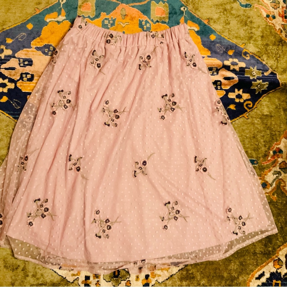 Luna Moon Polka Dot Full Midi Skirt